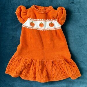 Gymboree Baby Girl Size 6-12 months Pumpkin Thanksgiving Knit Dress